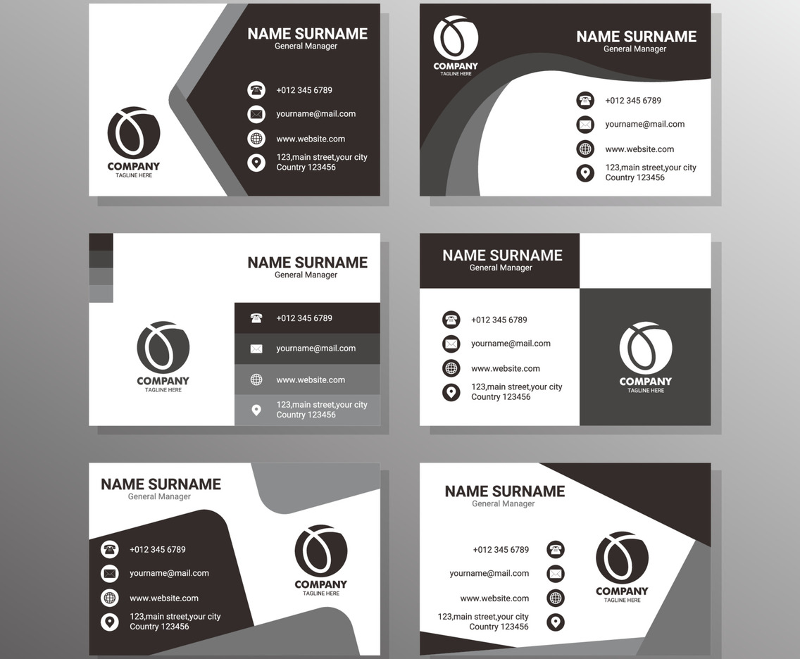 Monochromatic Business Card Collection