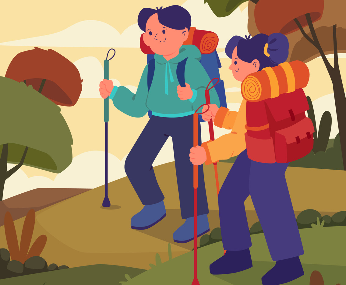Couple Hiking in Fall Season
