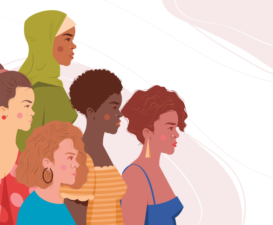 Flat Portrait of Multiracial Woman Background