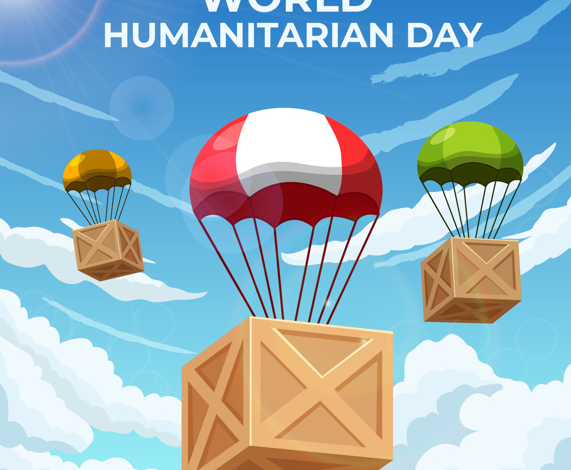 World Humanitarian Day with Wooden Box Concept