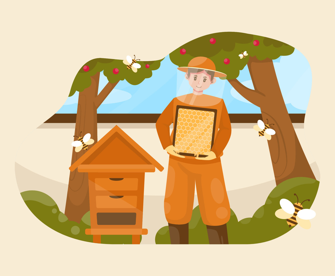 Cute Bee Keepers Holding the Honey Comb