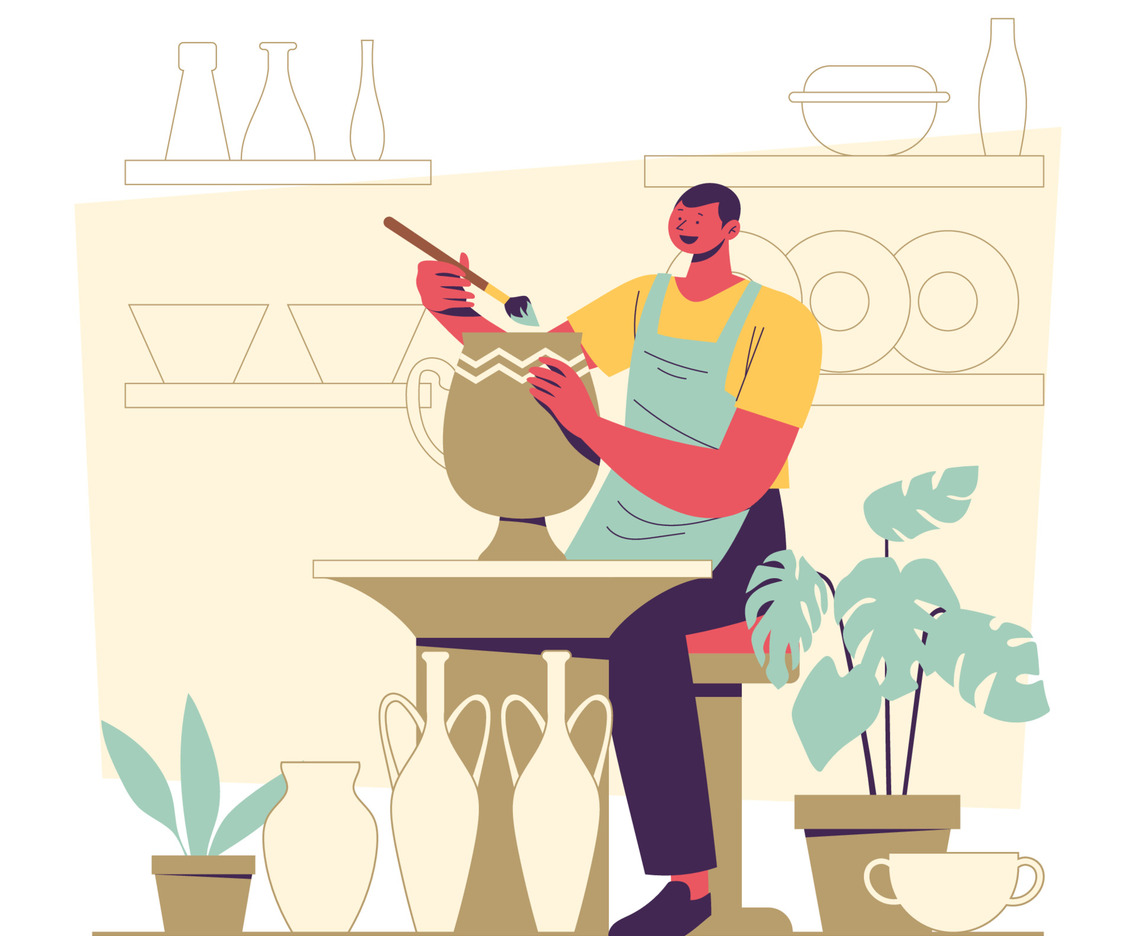 Master Potter Paint a Clay Vase