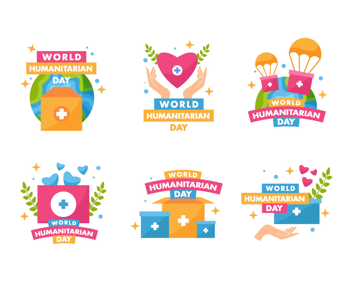 World Humanitarian Day Stickers Set