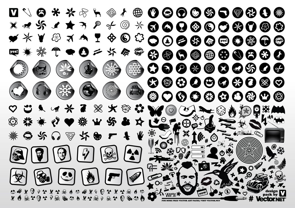 Black White Vector  Icons  Vector  Art Graphics  