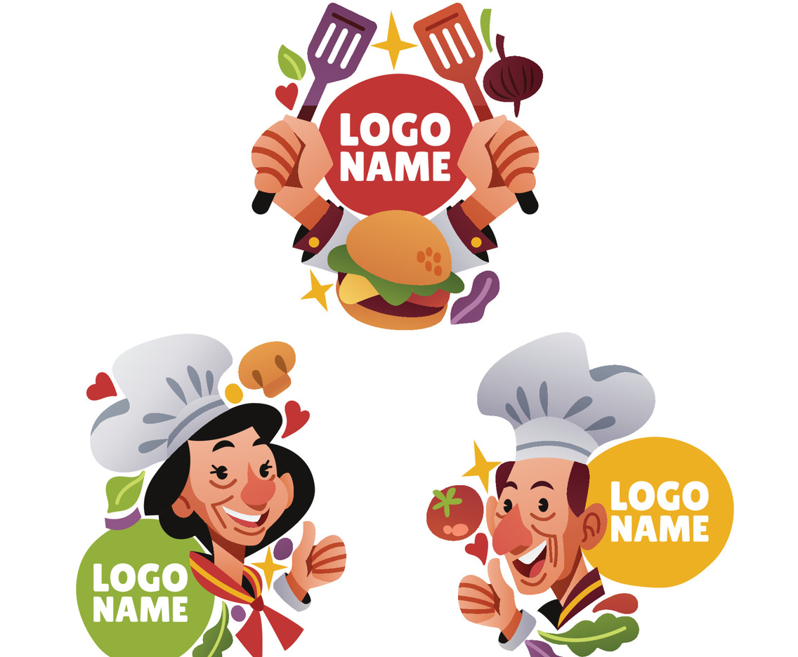 Chef Logo Design With Characters