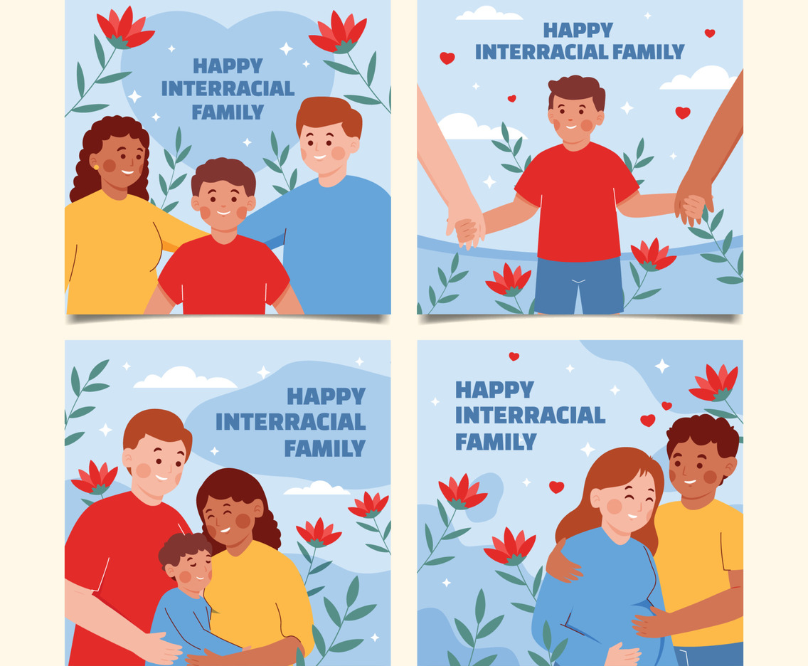 Happy Interracial Family Social Media Post