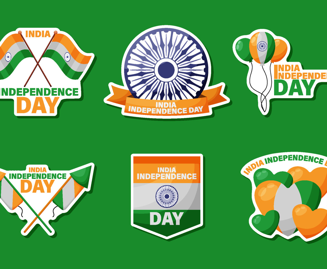 India Independence Day Stickers Set