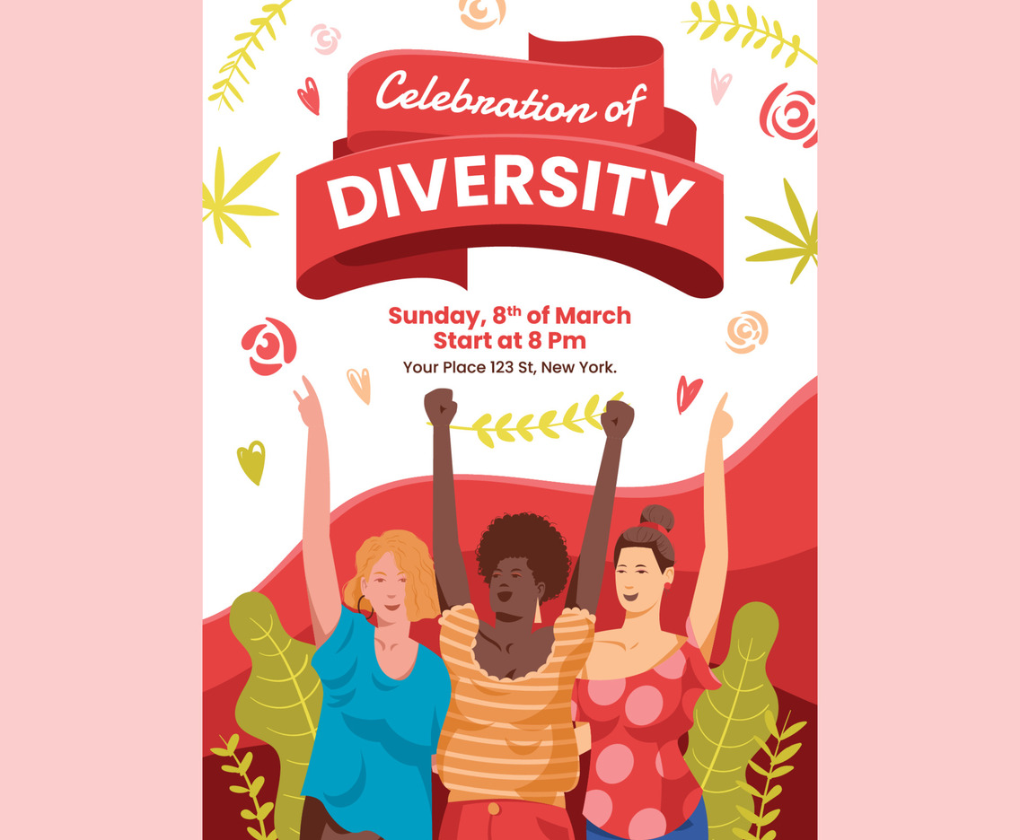 Flat Multiracial Woman Poster