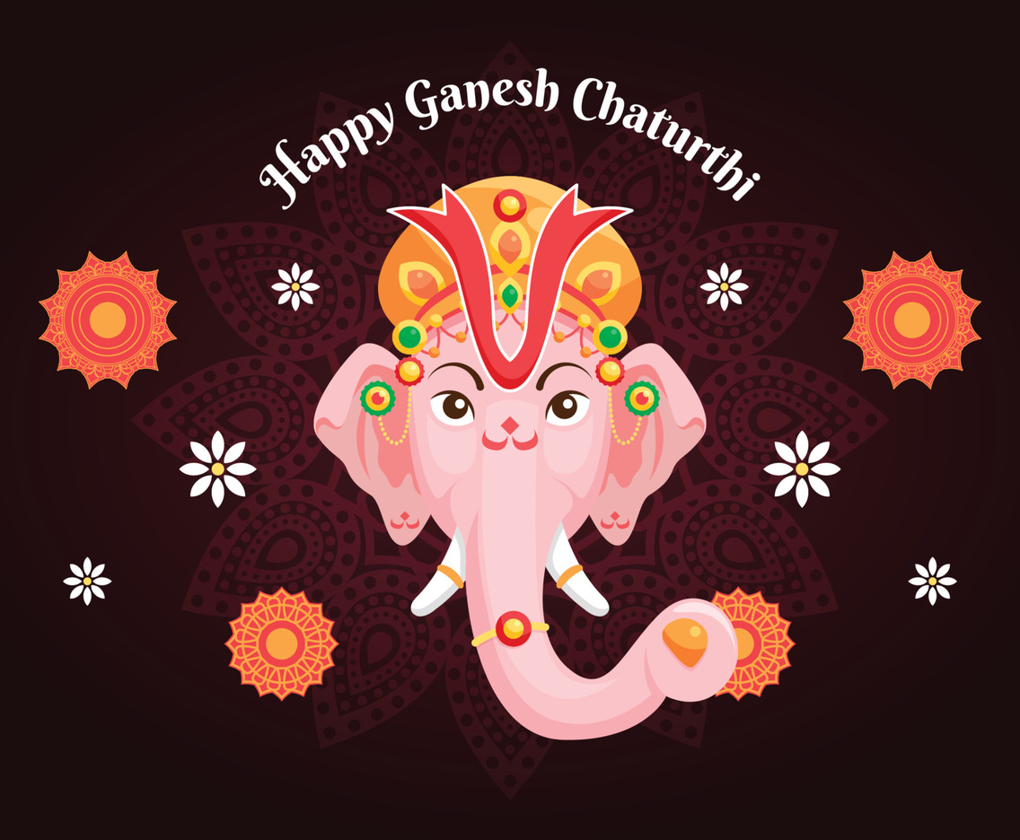 Ganesh Chaturthi Background With Cartoon Style