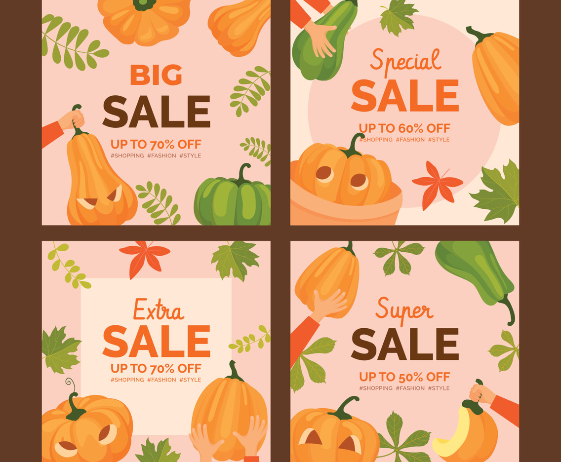 Media Social Promotion Post With Pumpkin