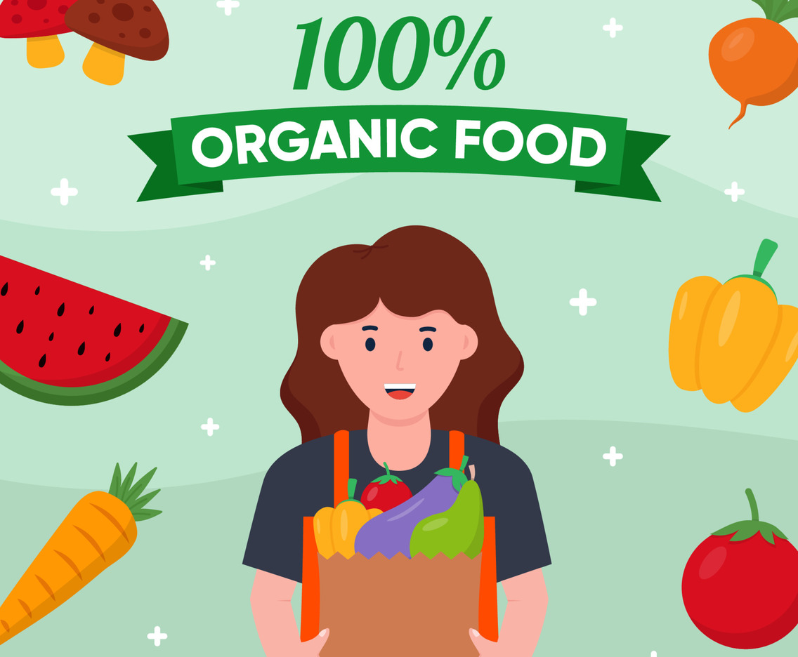 Woman with Organic Fresh Food Concept