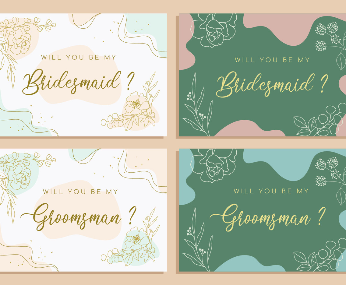 Wedding Bridesmaid and Groomsman Invitation
