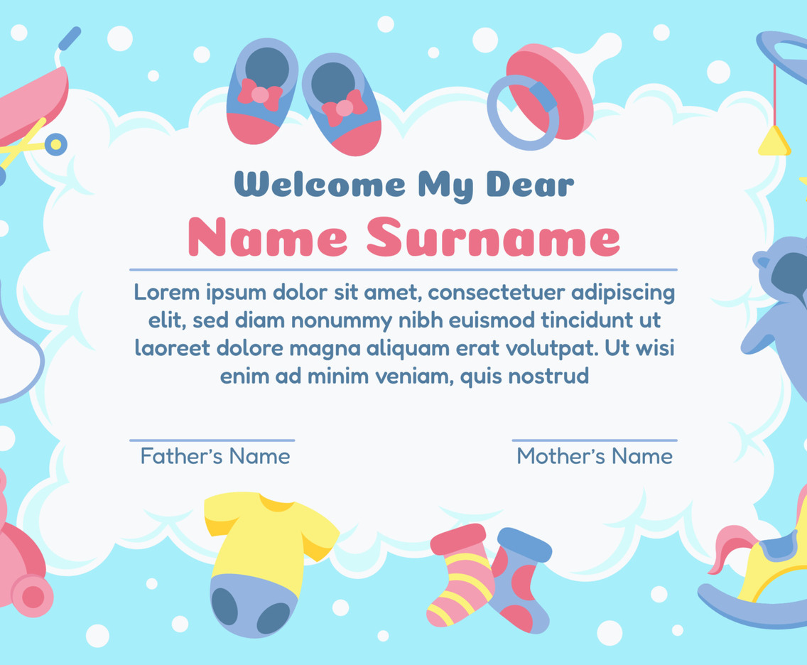 Cute Certificate Born Day