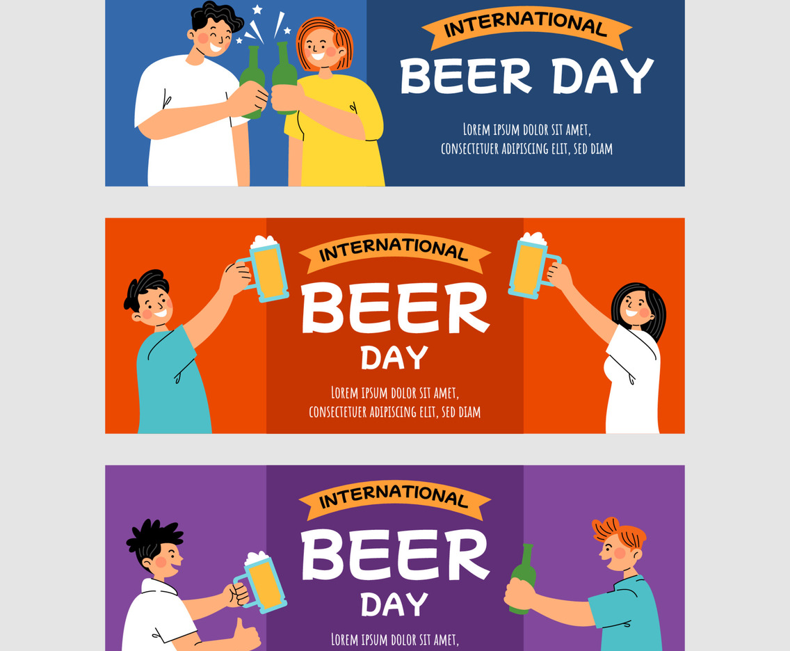 International Beer Day Banners Set