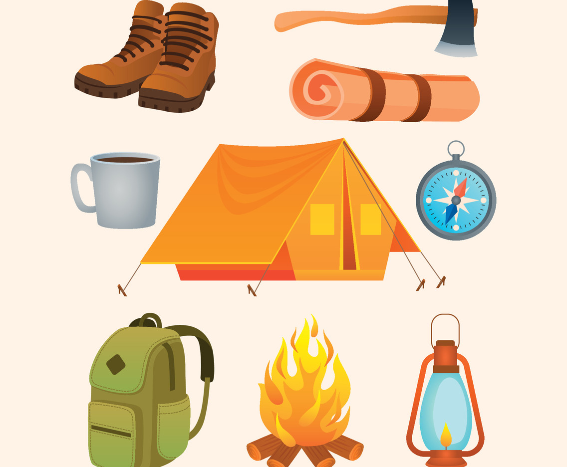 Fall Camping and Hiking Equipment Icon