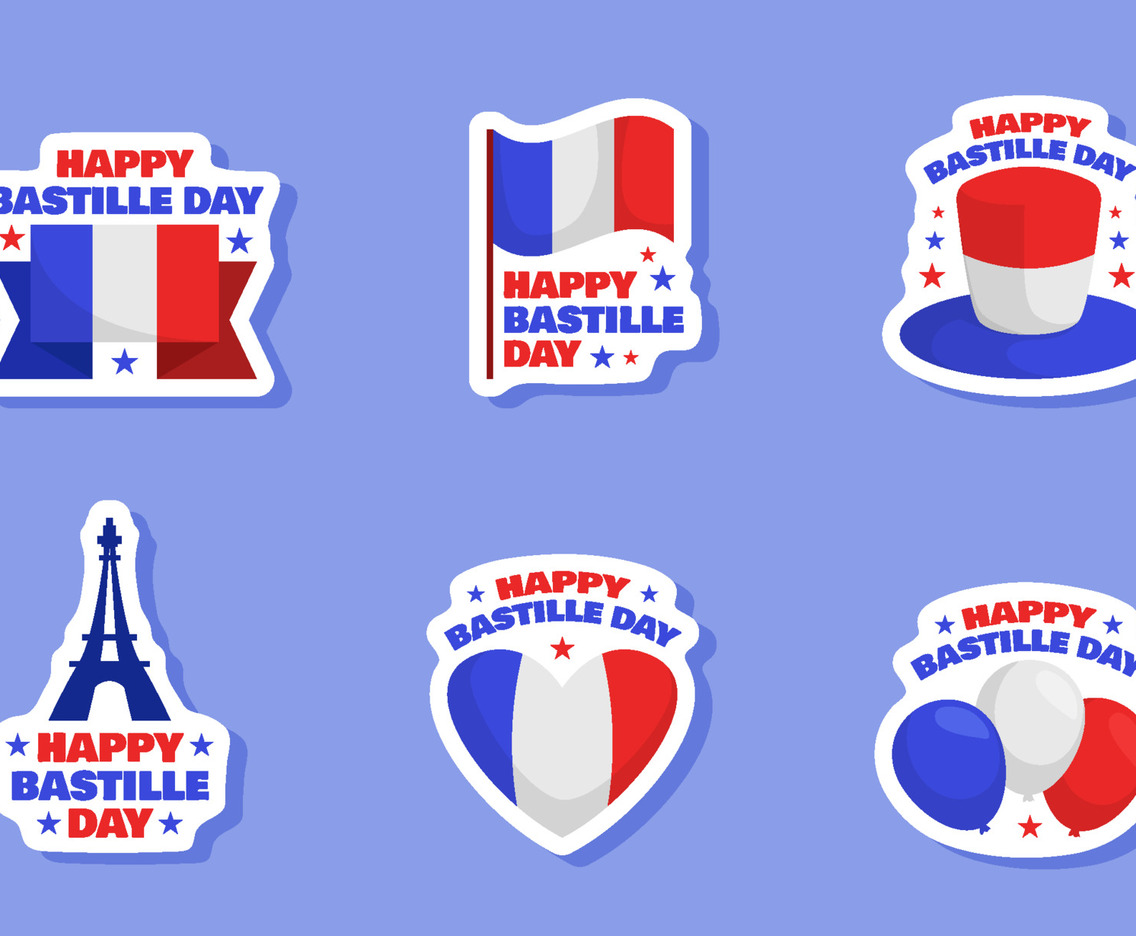 Happy Bastille Day Sticker Template