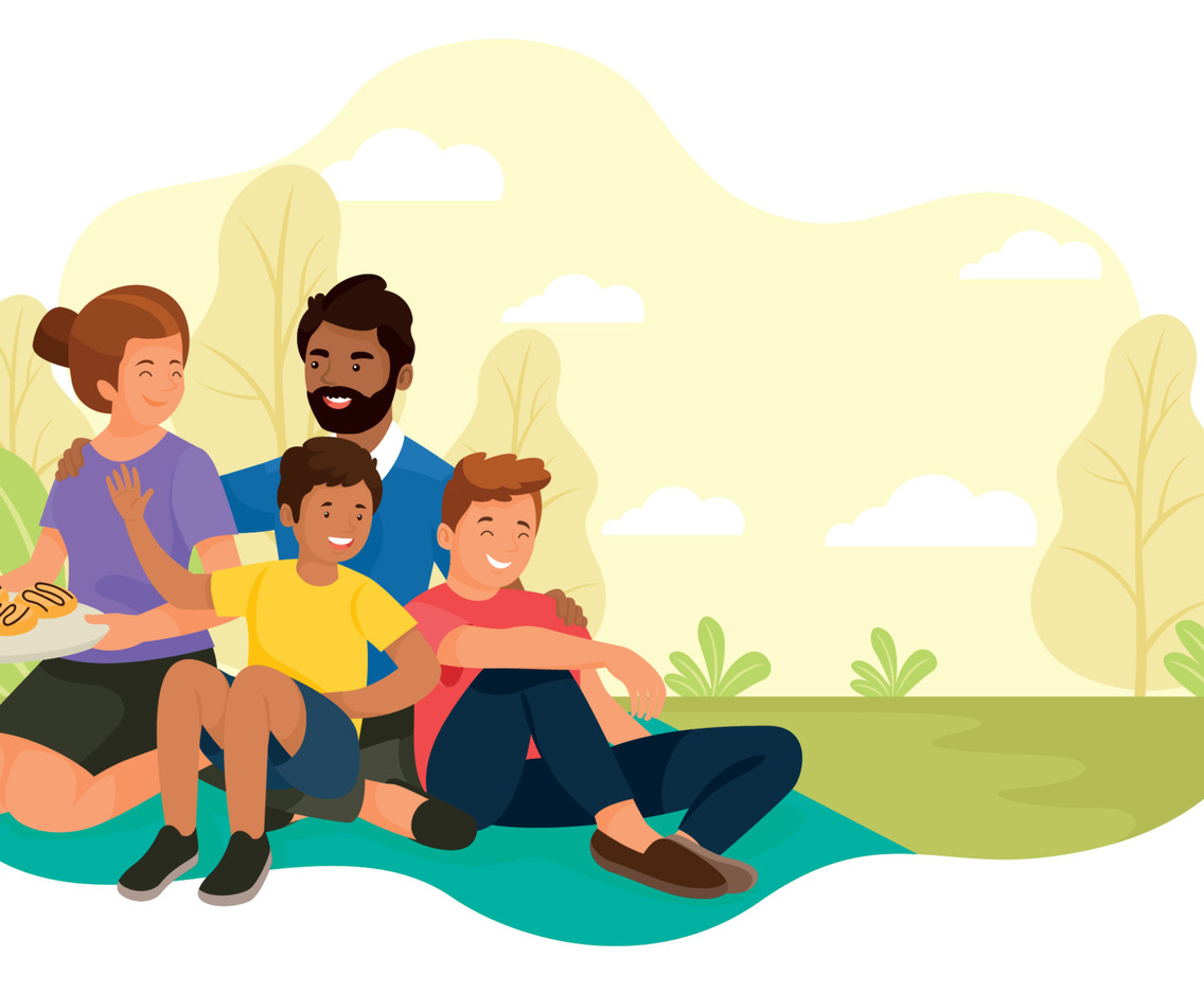 Picnic with Family, Interracial Family