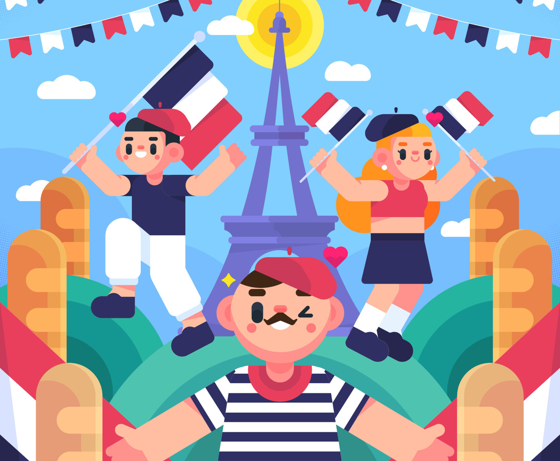 People Happy Celebrating The Bastille Day