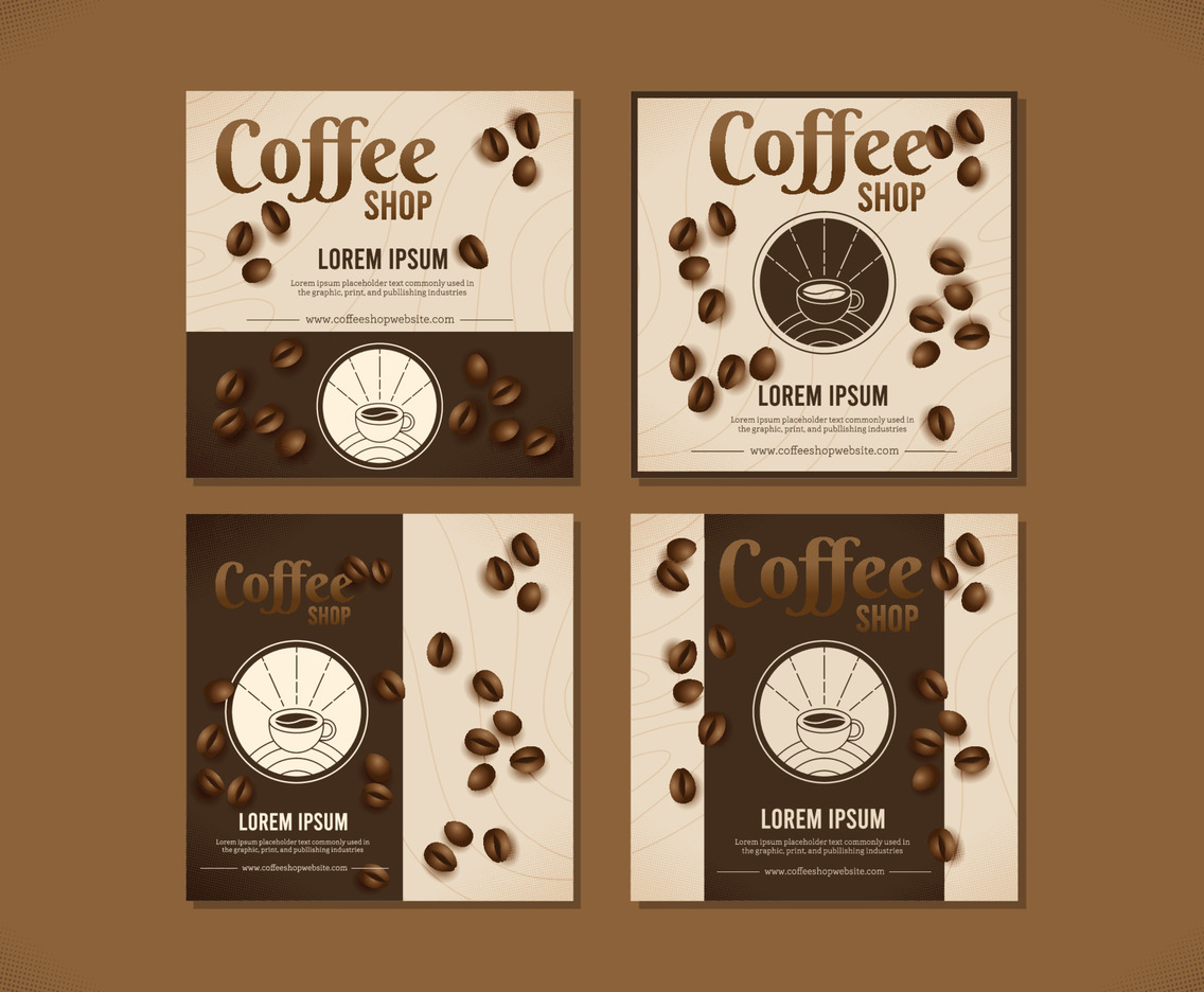 Coffee Shop With Coffee Beans Social Media Templates