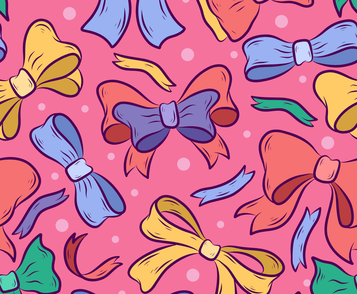 Ribbon Colorful Hand Drawn Seamless Pattern Background