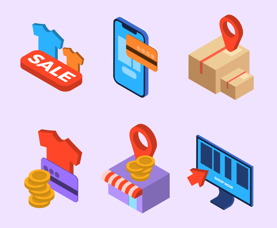 Isometric Online Shopping Element Collection