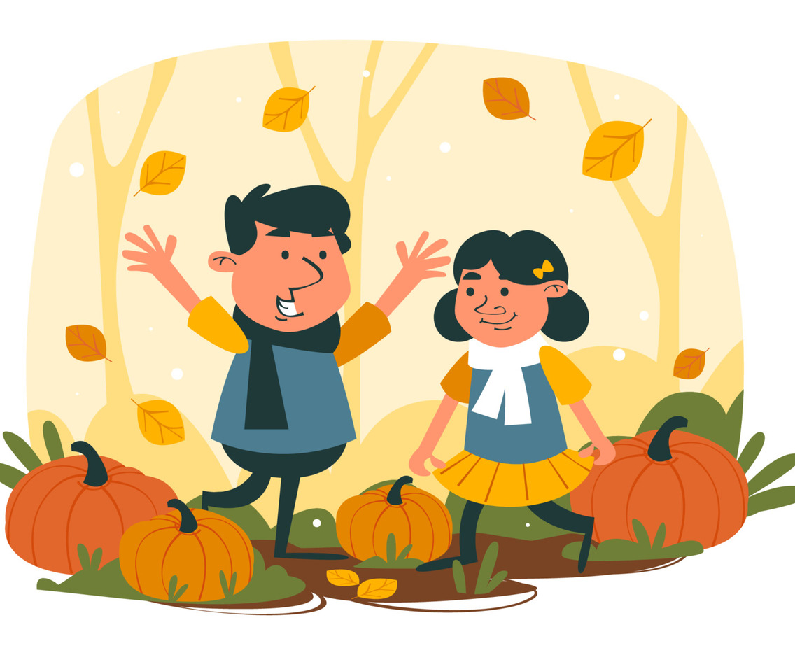 Kids Hunting Pumpkin For Halloween