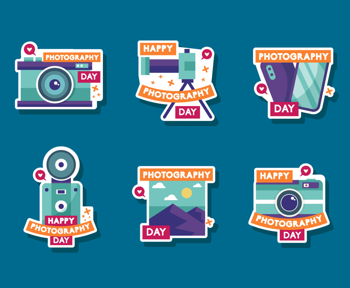World Photography Day Sticker Set