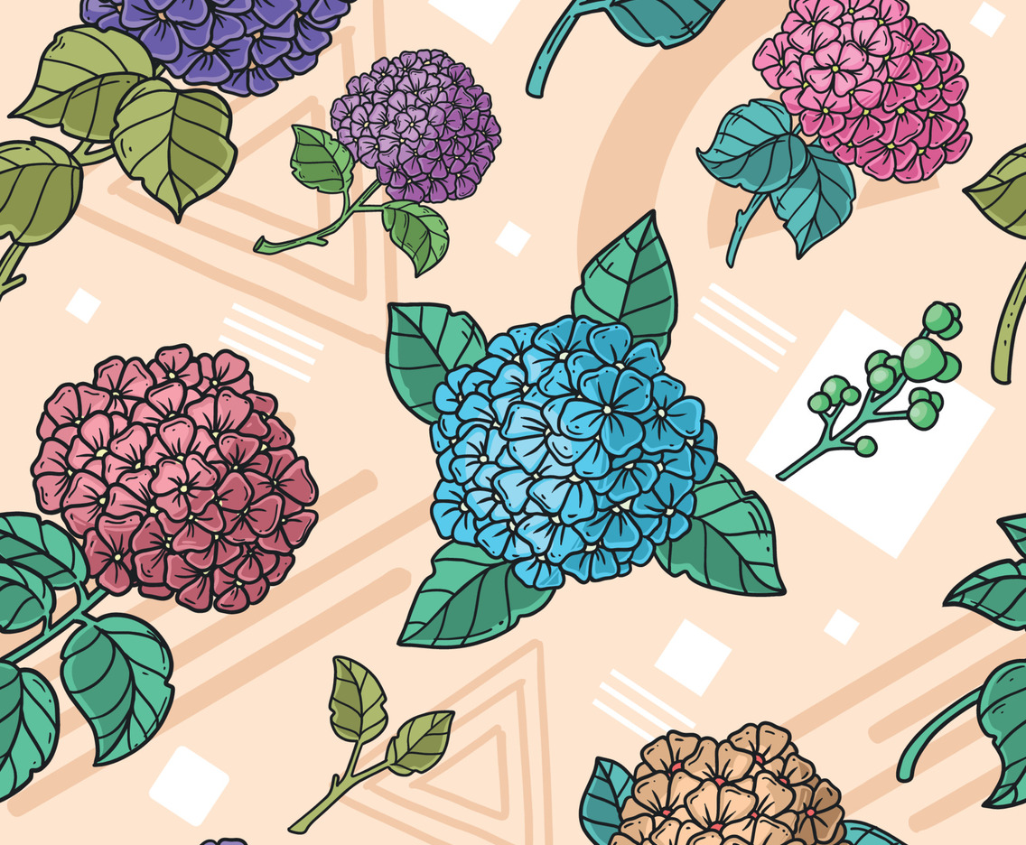 Hydrangeas Seamless Colorful