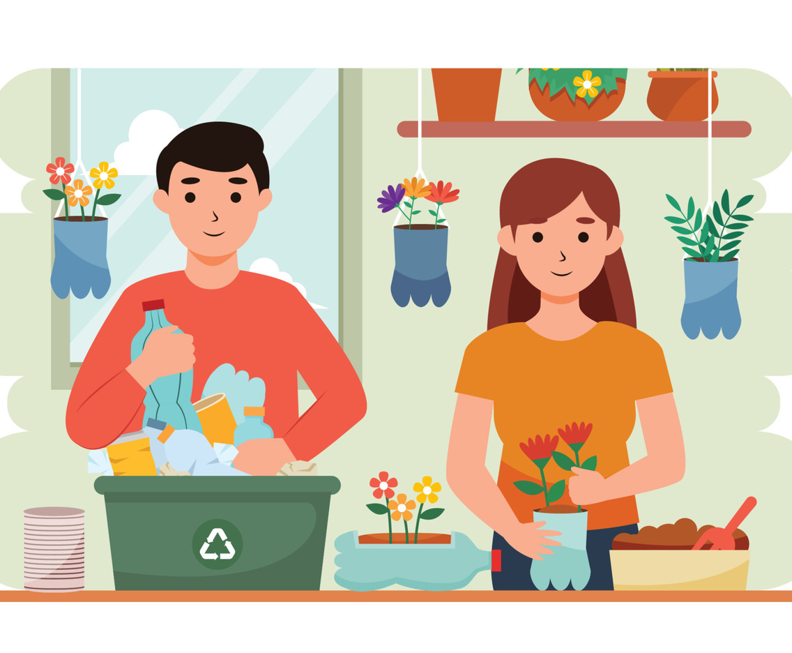 Recycling At Home With Partner