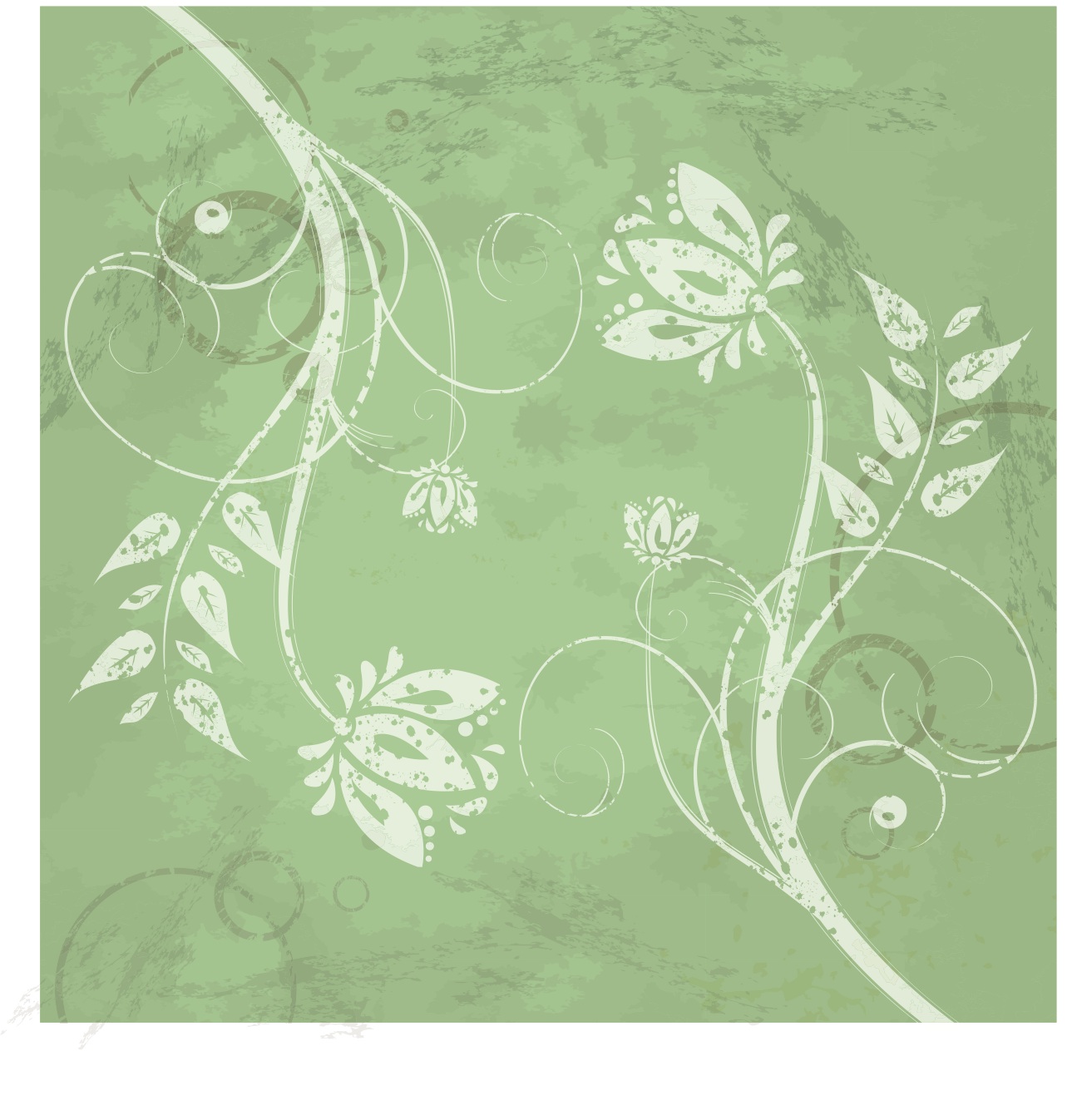 Green Grungy Floral Swirl Vector