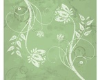 Green Grungy Floral Swirl Vector