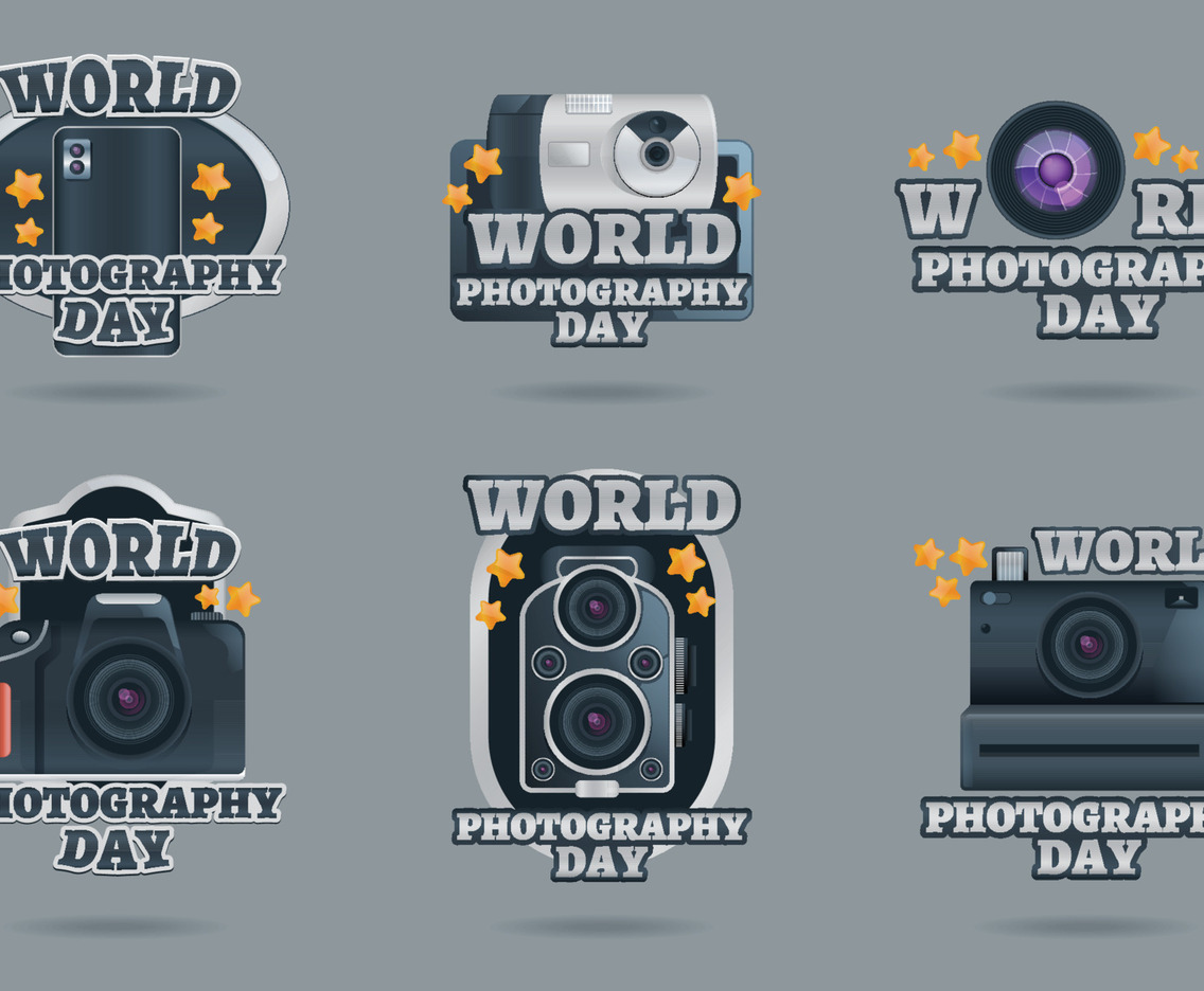 World Photography Day Badges Set