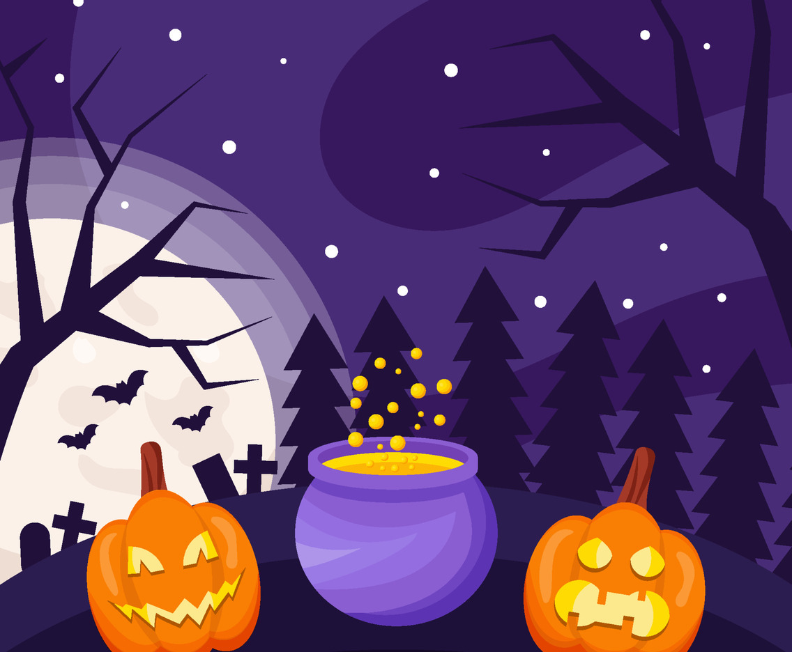 Flat Design of Halloween Background