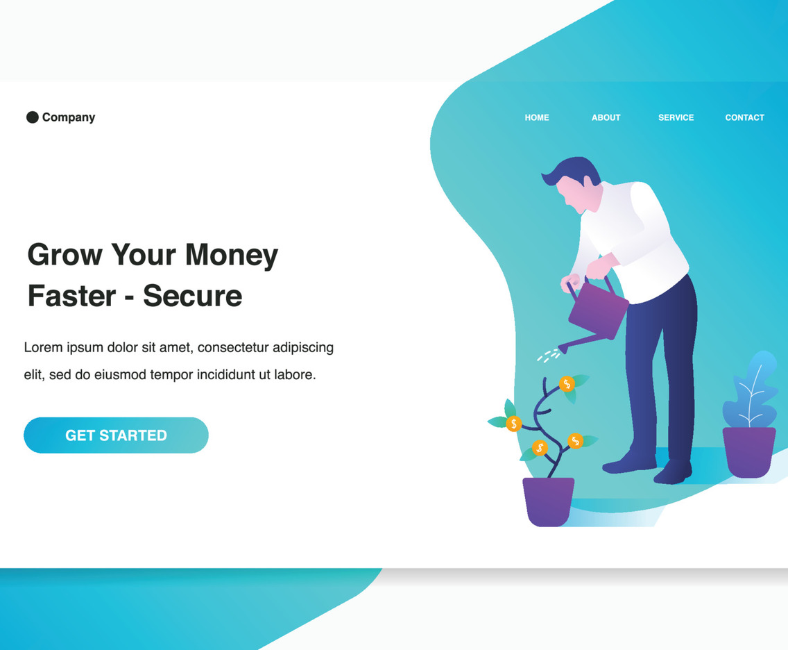 Businessman Watering Money Plants Making Money From Investment