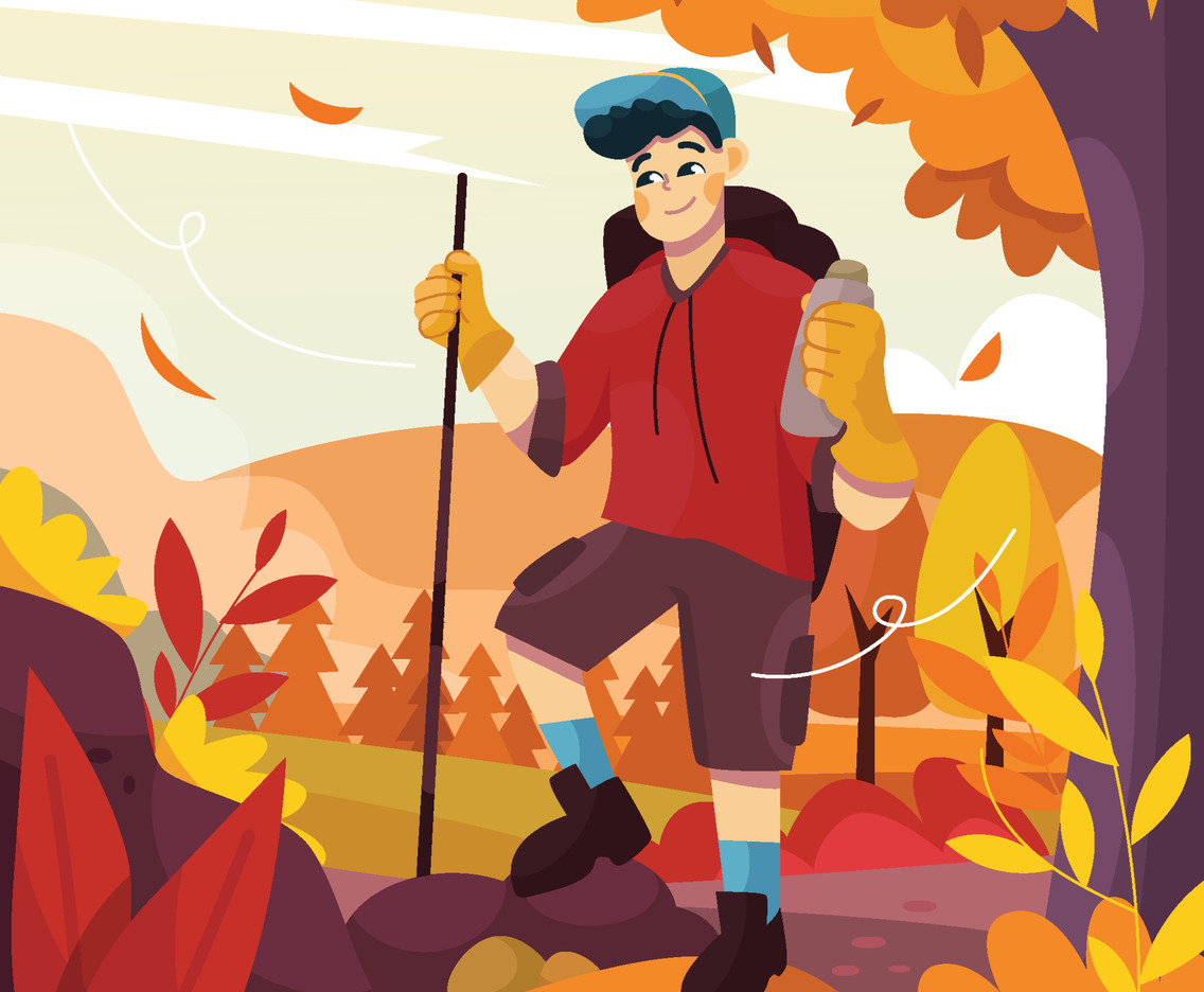 Men Hiking in Fall Season