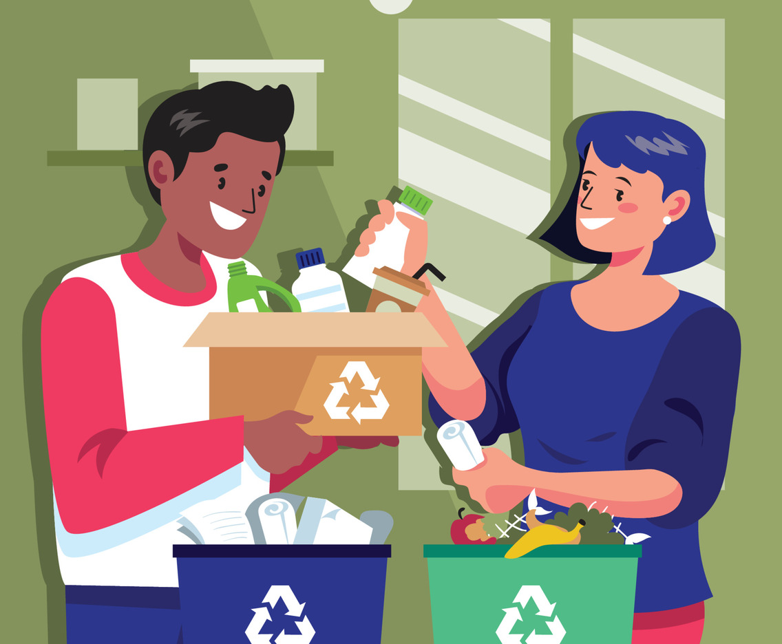People Recycling At Home Concept