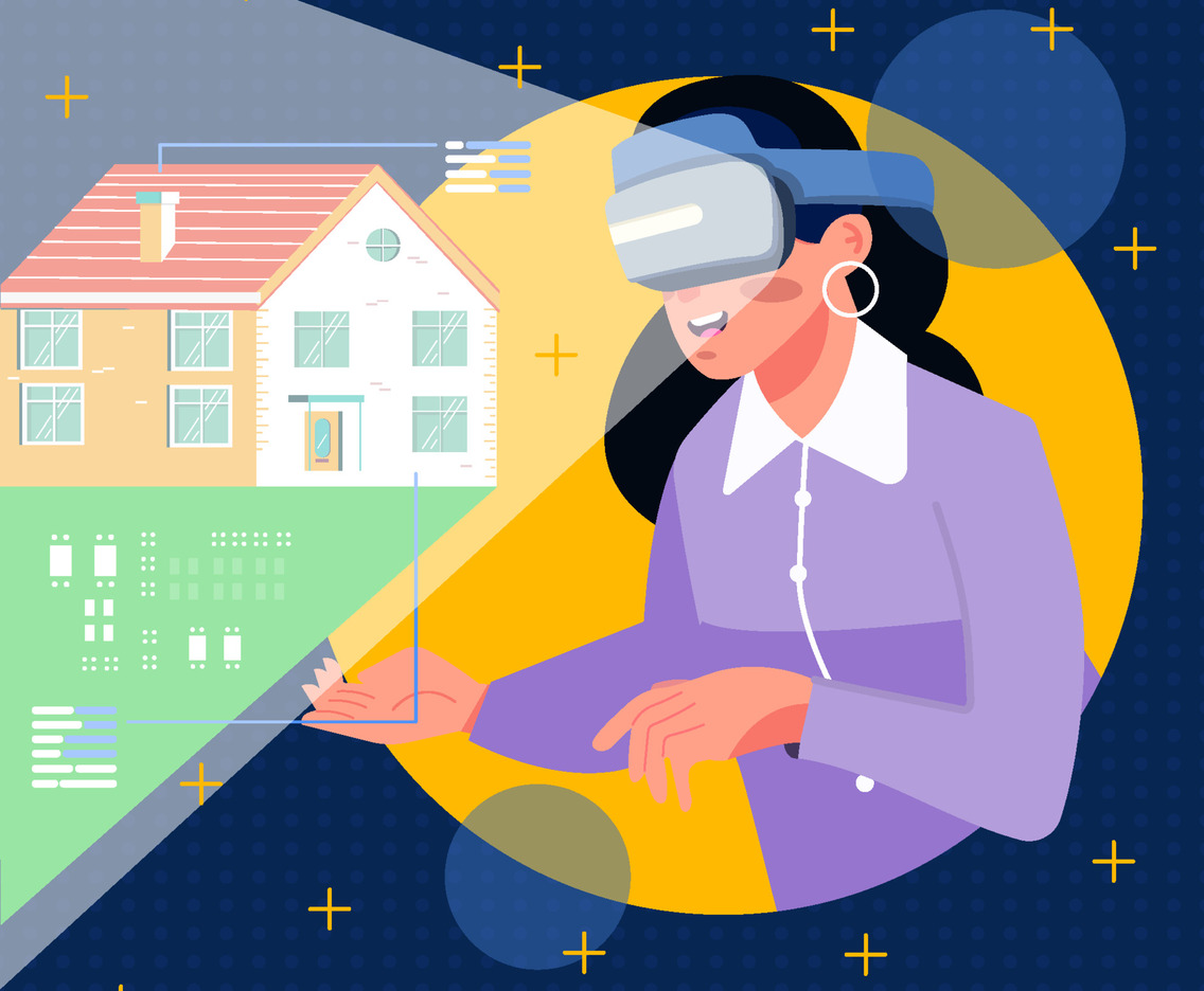Woman See House Tour Virtually Concept