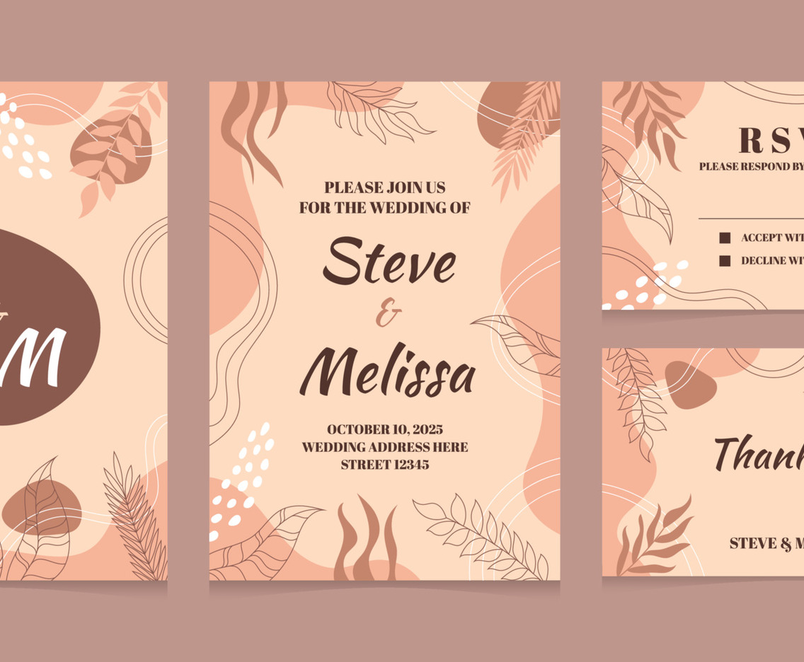 Contemporary Wedding Day Invitation With Abstract Style