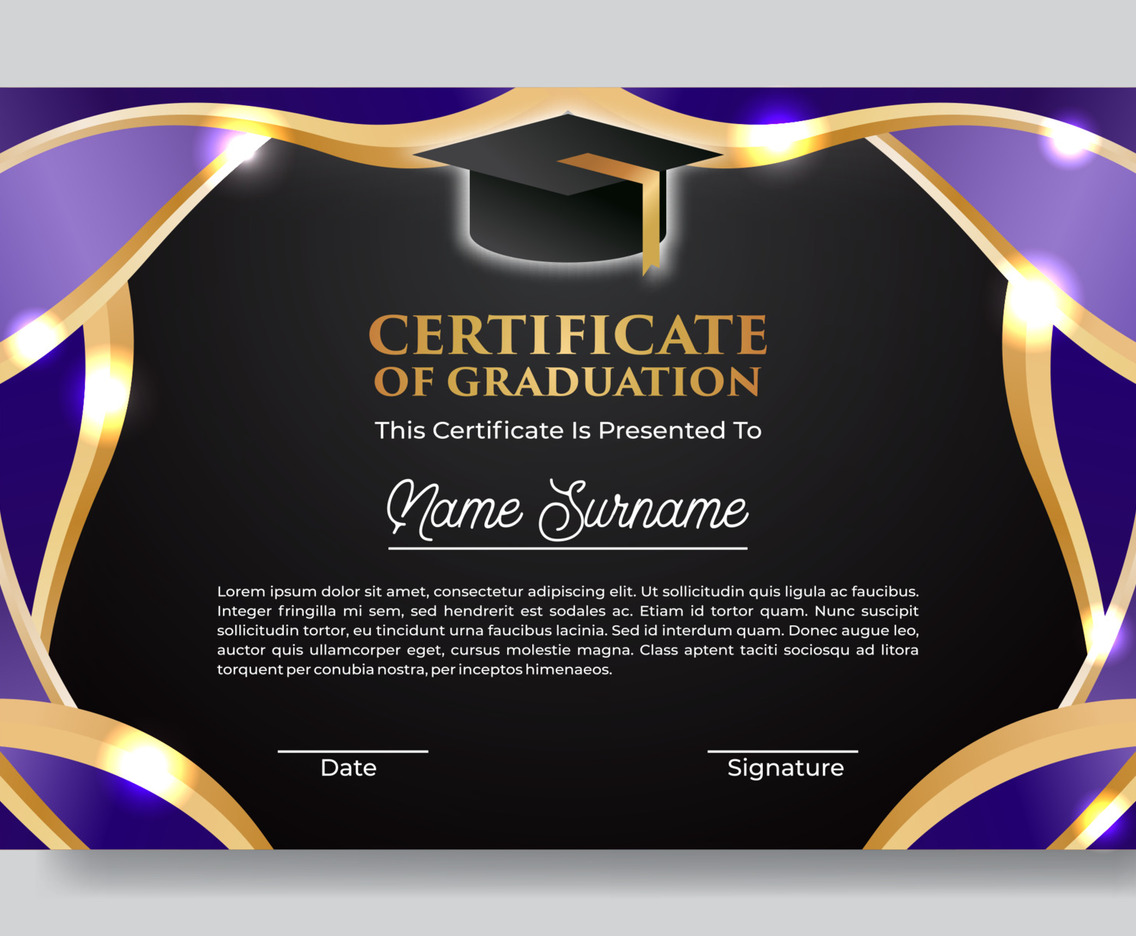 Certificate of Graduation Template with Toga Hat