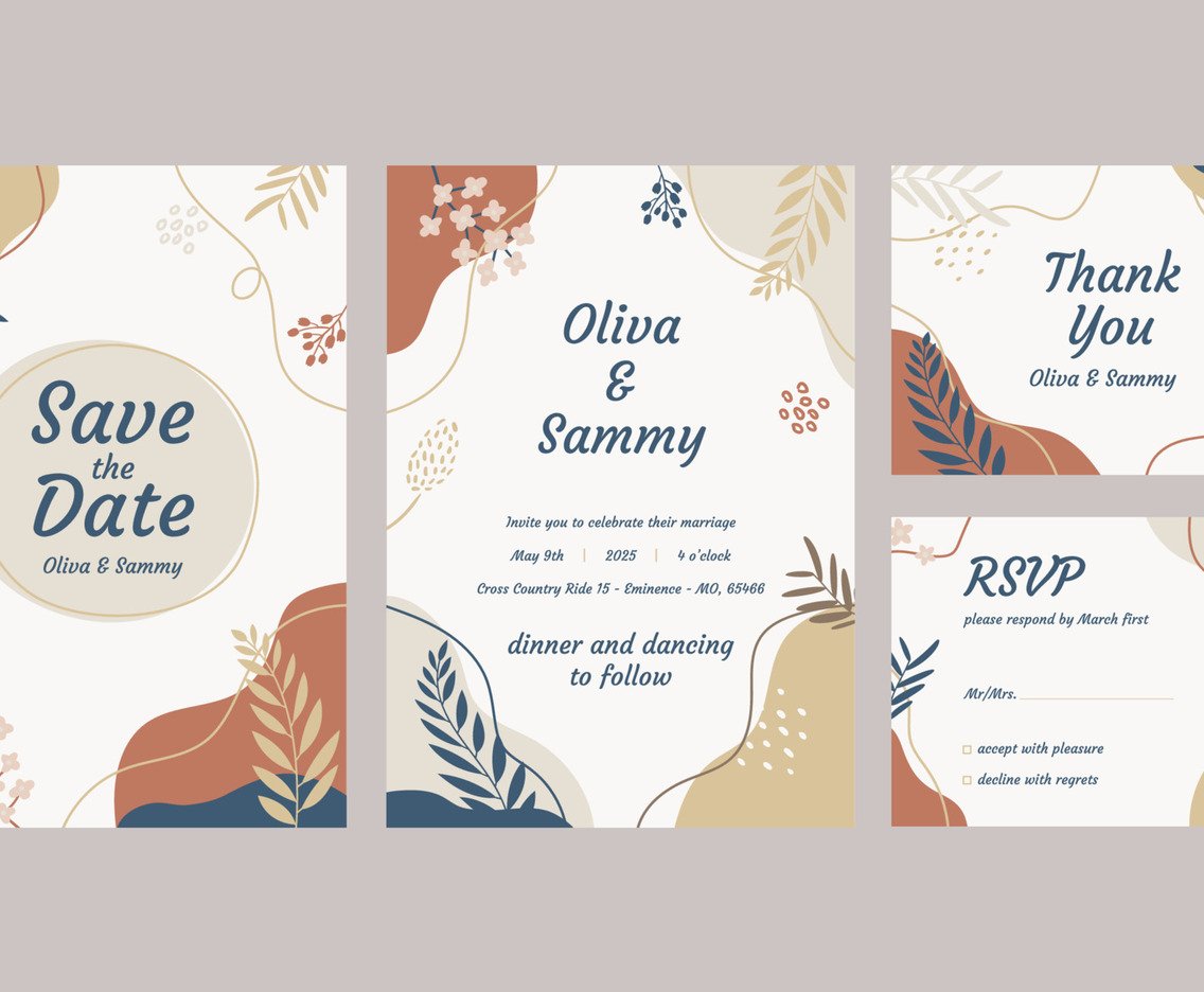 Contemporary Wedding Invitation Design Set