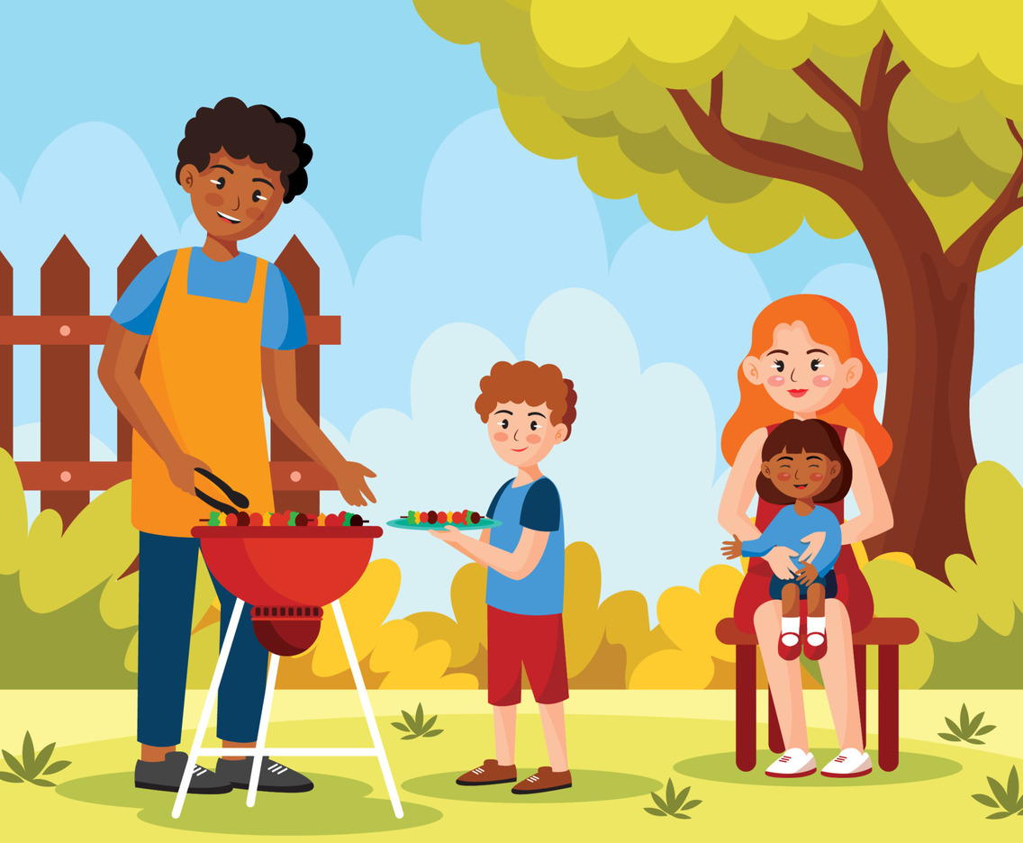 Interracial Family BBQ Party