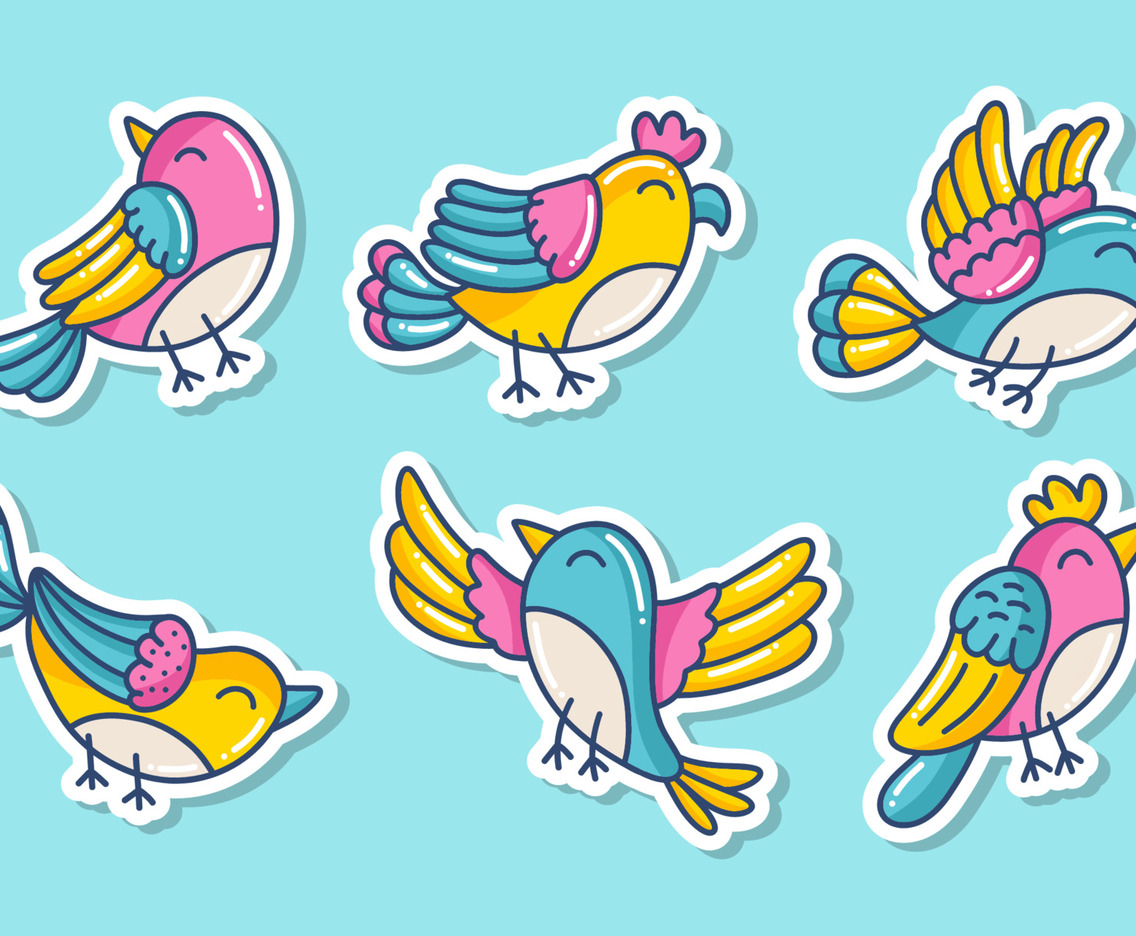 Birds Doodle Hand Drawn Sticker Collection