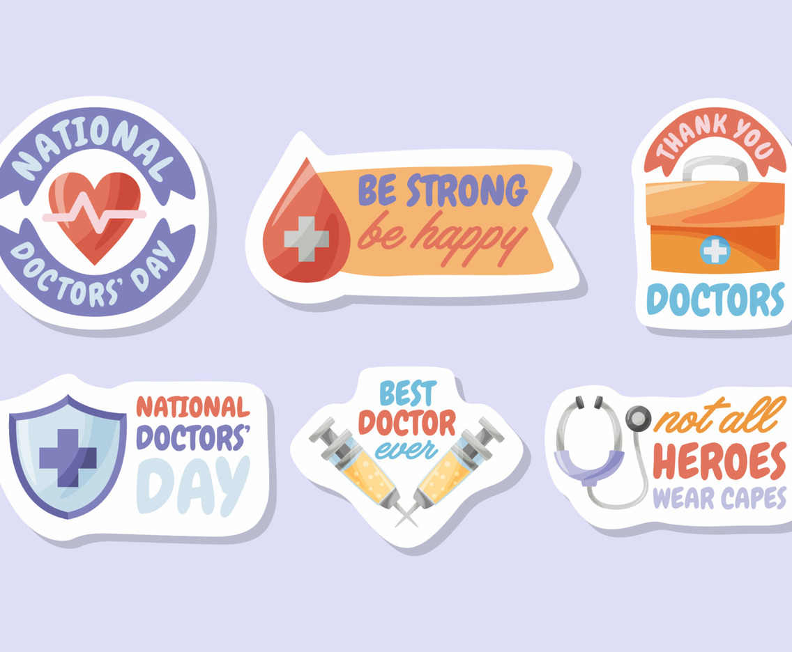 National Doctor Day Hand Drawn Doodle Sticker Collection
