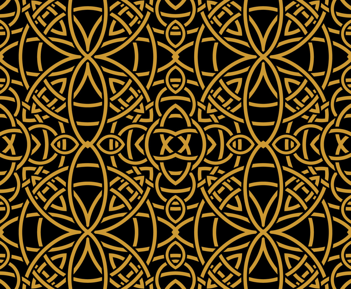 Black Gold Celtic Knots Seamless Pattern Background