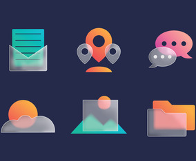 Glassmorphism General Ui Icons Vector Art & Graphics | freevector.com