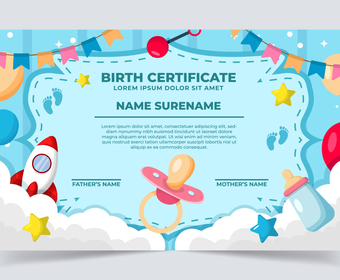 Bornday Certificate Template