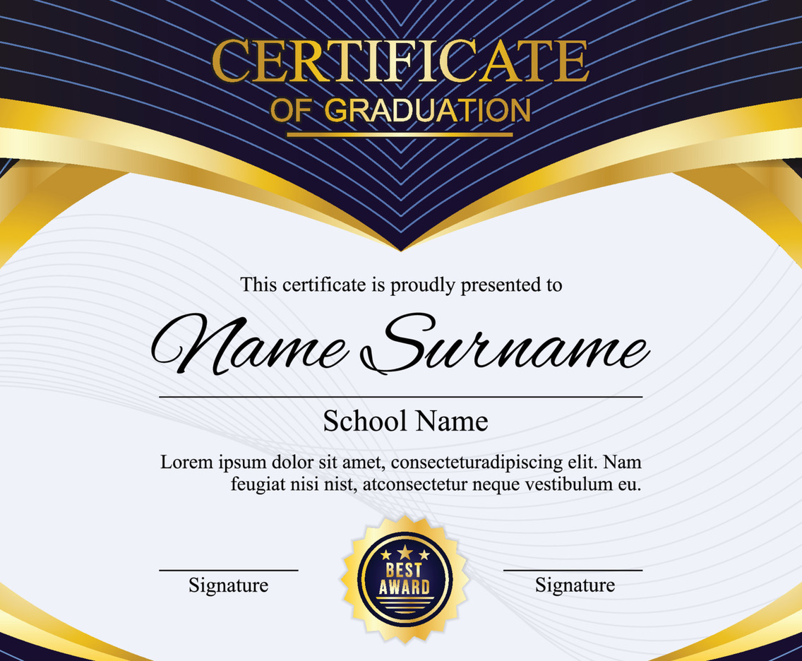Graduation Certificate Template With Gradient Shape