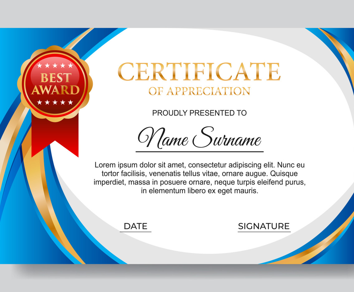Modern Certificate of Appreciation Template with Toga Hat