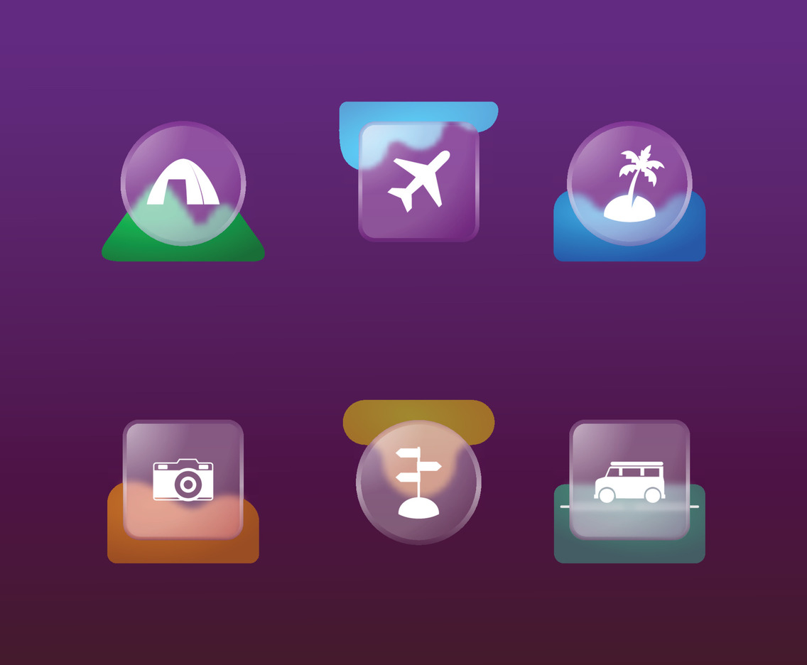 Glasmorphism Travelling Icons