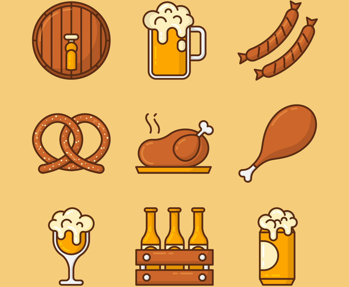 Oktoberfest Food And Beverage Icons Collection
